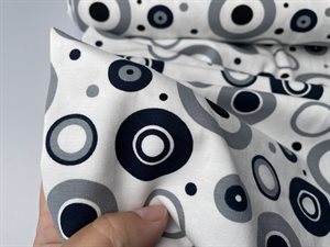 Bomuldsjersey - fede cirkler på offwhite bund